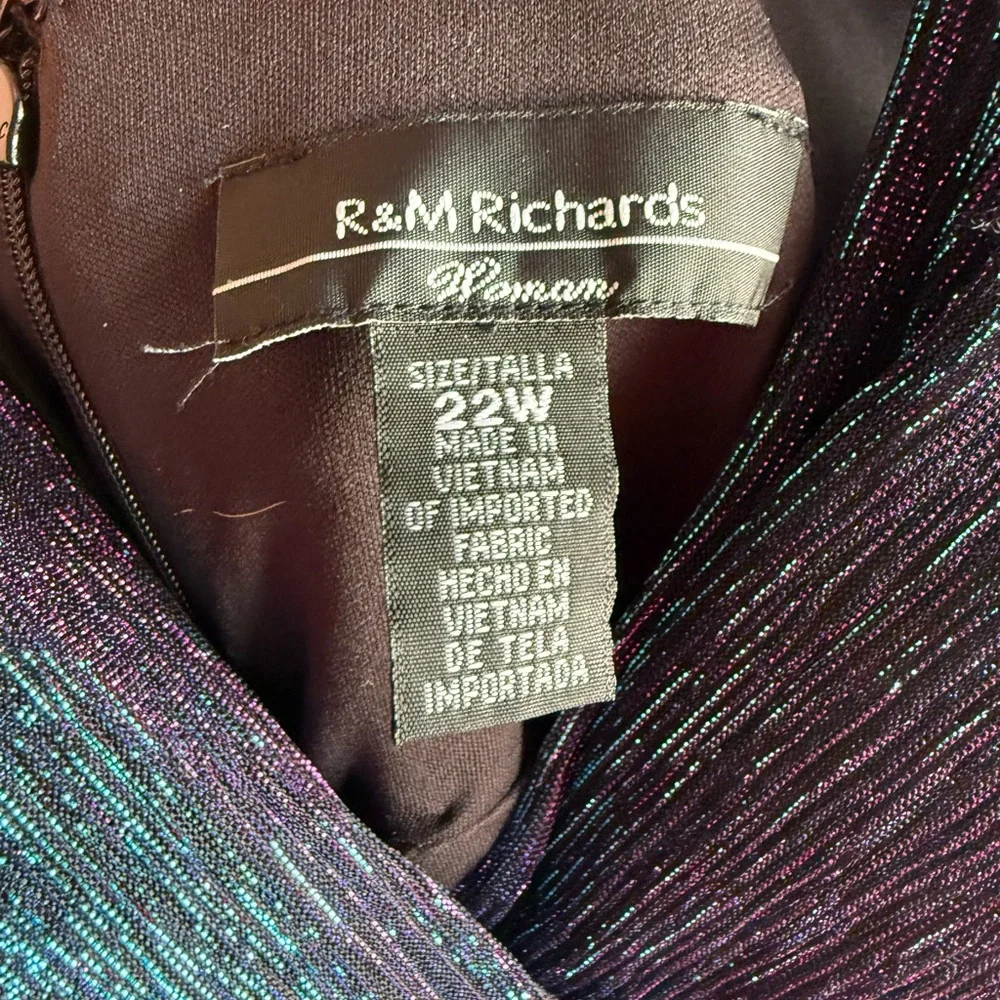 NWT R&M Richard’s Shimmering Women's V-Neck Sleeveless Fit & Flare Gown Size 22W - Picture 6 of 15